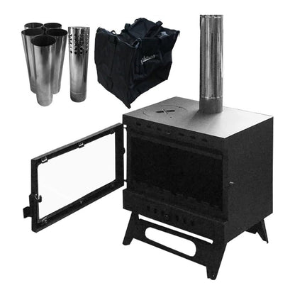 LandField LF-HOS030 Handy wood stove with wide window, chimney and storage bag included