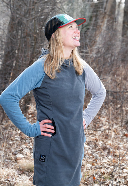 SkyGOAT（スカイゴート）Women's CAMP Dress ウィメンズ キャンプドレス｜GOATgrid マイクログリッドフリース フード付き アウトドアワンピース