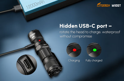 Fitorch（フィトーチ）M10GT タクティカルフラッシュライト 2200ルーメン 380m照射｜USB-C充電 IP68防水 防災・アウトドア