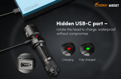 Fitorch（フィトーチ）M30GT タクティカルフラッシュライト 3500ルーメン 630m照射｜USB-C充電 IP68防水 防災・アウトドア