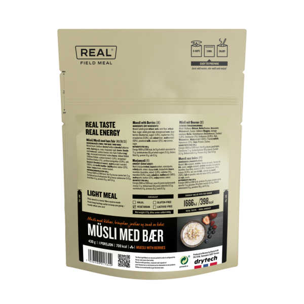 Real Field Meal（リアルフィールドミール）ベリーミューズリー 704kcal｜フリーズドライ｜高カロリー行動食・非常食・アウトドア朝食