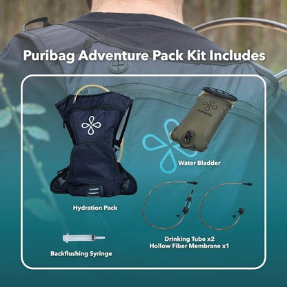 PURIBAG プリバッグ Adventure Pack 携帯浄水バックパックシステム 2L｜Microフィルター付属