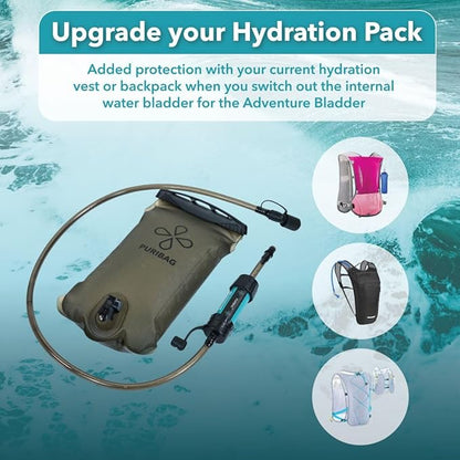 PURIBAG プリバッグ Adventure Bladder 2L 携帯浄水ウォーターブラダー｜0.1ミクロン中空糸膜フィルター搭載
