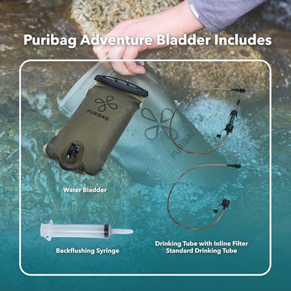 PURIBAG プリバッグ Adventure Bladder 2L 携帯浄水ウォーターブラダー｜0.1ミクロン中空糸膜フィルター搭載