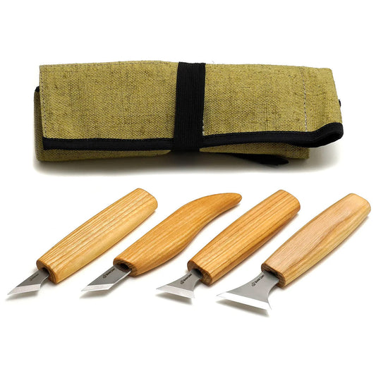 Beaver Craft Chip Wood Carving Knife Set Beaver Craft S05 Geometric Wood Carving Knife Set (4 knives in roll)