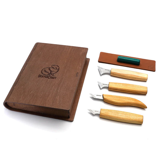 Beaver Craft Book Box Wood Carving Set Beaver Craft S05 book Geometric Wood Carving Knife Set in gift book-box