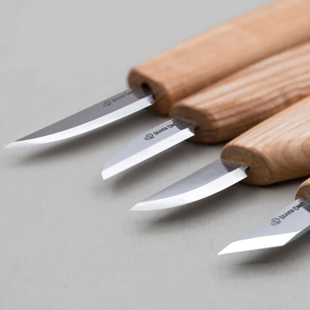 Beaver Craft Basic Knife Set of 4 Knives (4 knives in roll)