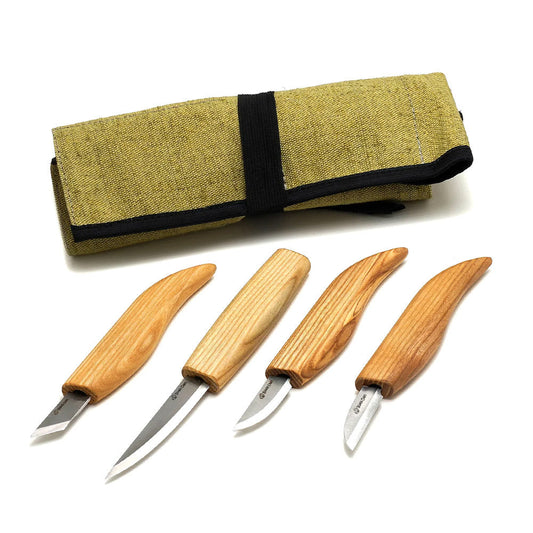 Beaver Craft Basic Knife Set of 4 Knives (4 knives in roll)