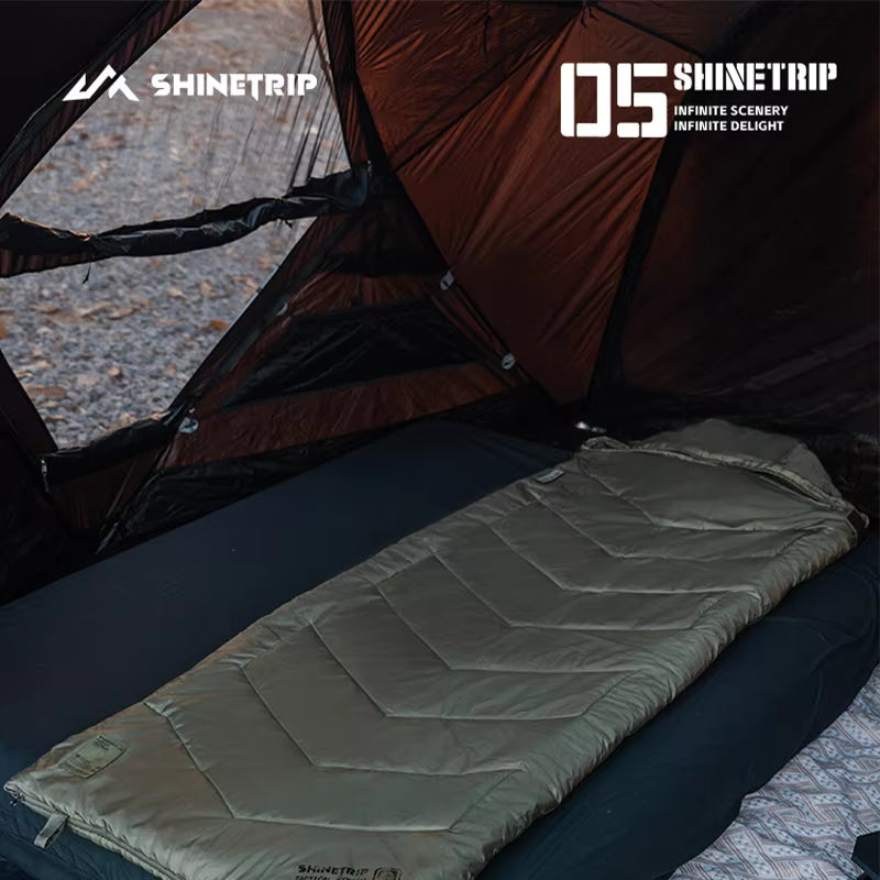 山趣（ShineTrip）05シリーズ シールスリーピングバッグ G160 G230 G300 220×80cm（ブラック／グリーン）