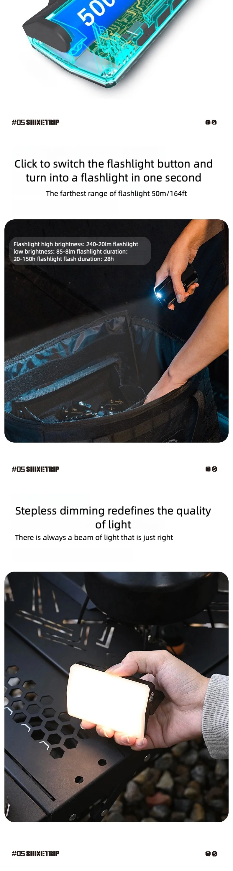 山趣（ShineTrip） ST-05シリーズ カード型キャンピングライト（4カラー）