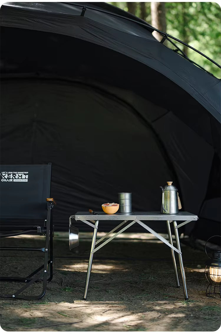 山趣（ShineTrip） 05シリーズ ステンレス 折りたたみキャンプテーブル＆卓上ストーブ 2点セット