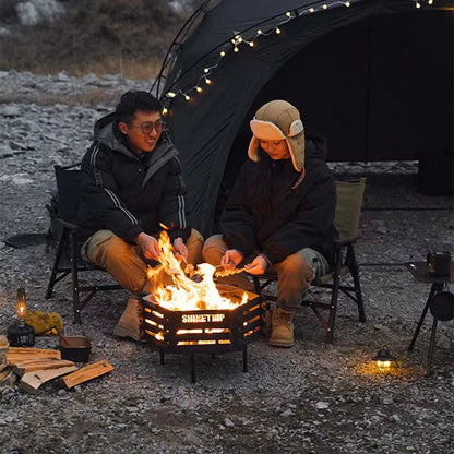 山趣（ShineTrip） 焚き火テーブル4点セット（本体＋ステンレスグリル＋火ばさみ55cm＋耐熱クロスM） ブラック