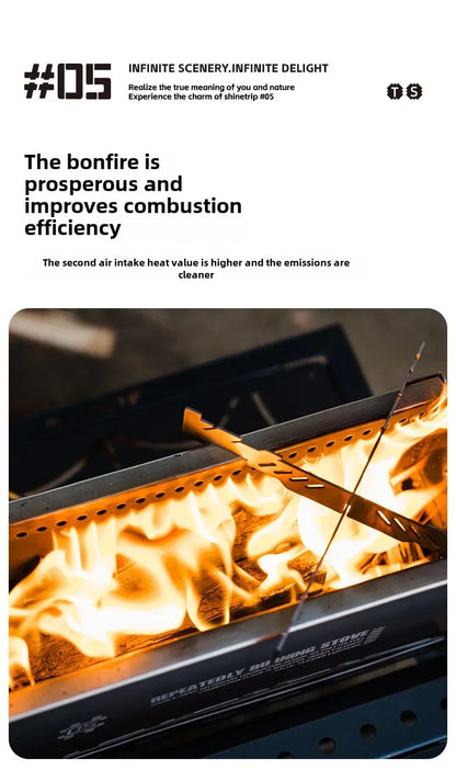 山趣（ShineTrip） #05シリーズ 二次燃焼ファーネス ステンレス製 コンパクト焚き火台