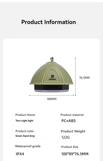 山趣（ShineTrip） ST-05シリーズ テント ナイトライト IPX4（グリーン／サンド／グレー）