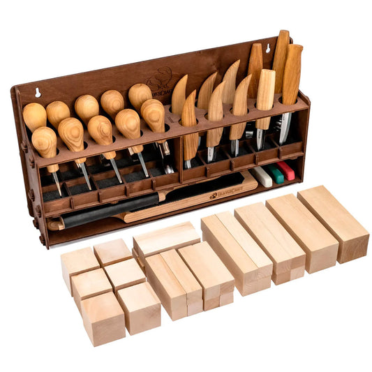 Beaver Craft Large Wood Carving Tool Set 20 Pieces Beaver Craft S57 Wood Carving Set + accessories