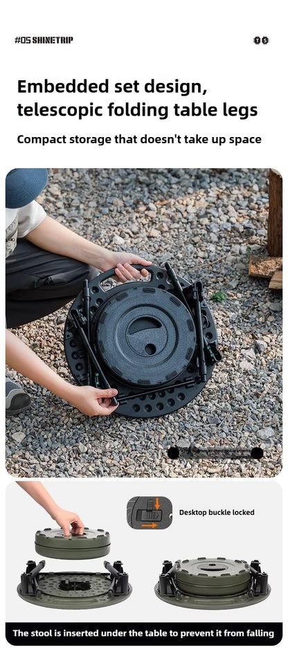 山趣（やましゅみ） SHINETRIP シャイントリップ ST-05 Series High Low Tactical Round Table Set ハイロー切替 タクティカルラウンドテーブルセット