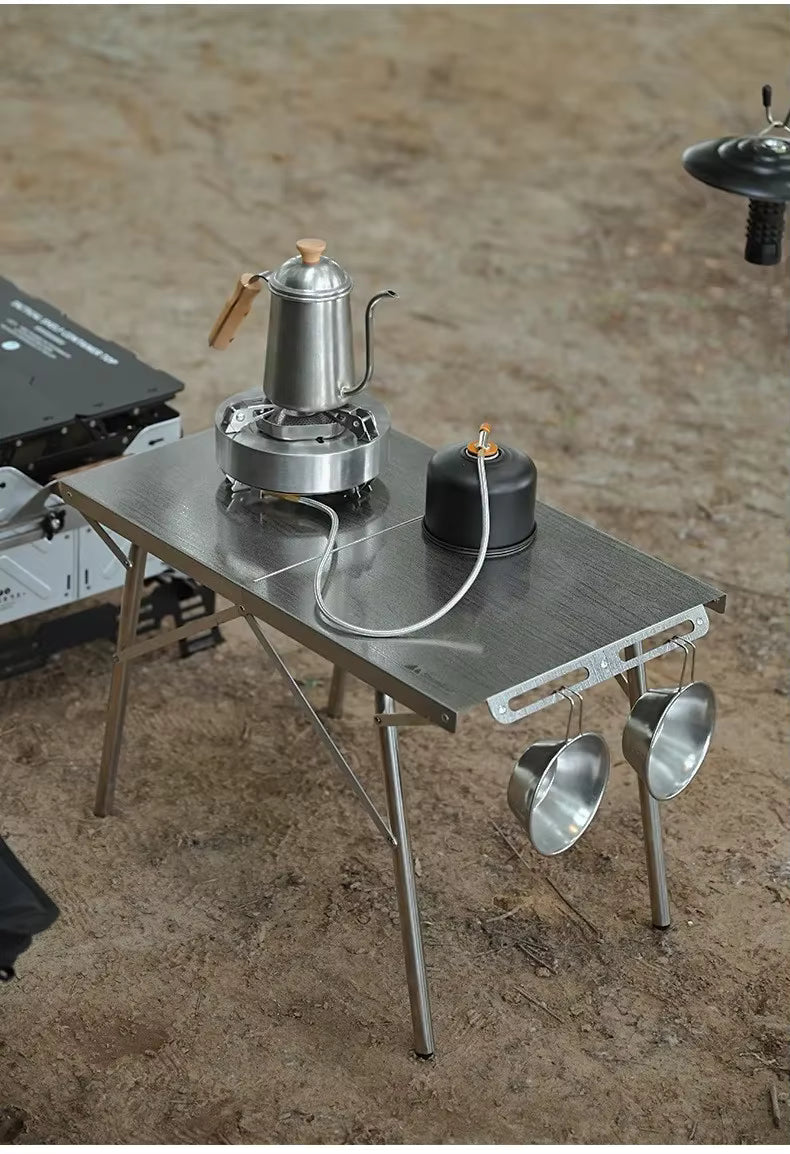 SHINETRIP ステンレス 耐熱 折りたたみキャンプテーブル（収納バッグ付）A451-T00