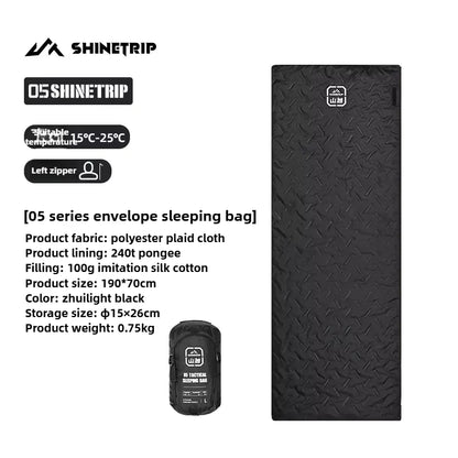 ShineTrip（山趣）#05 シリーズ エンベロープ スリーピングバッグ（G100/G150/G200・L/R・Black／Sand）