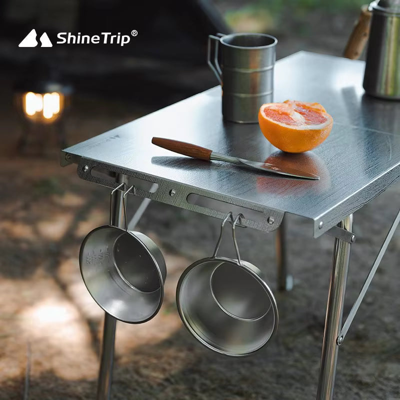 SHINETRIP ステンレス 耐熱 折りたたみキャンプテーブル（収納バッグ付）A451-T00