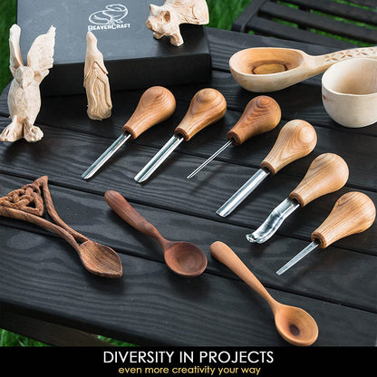 Beaver Craft SC05 Woodcarving Set With Palm Chisels