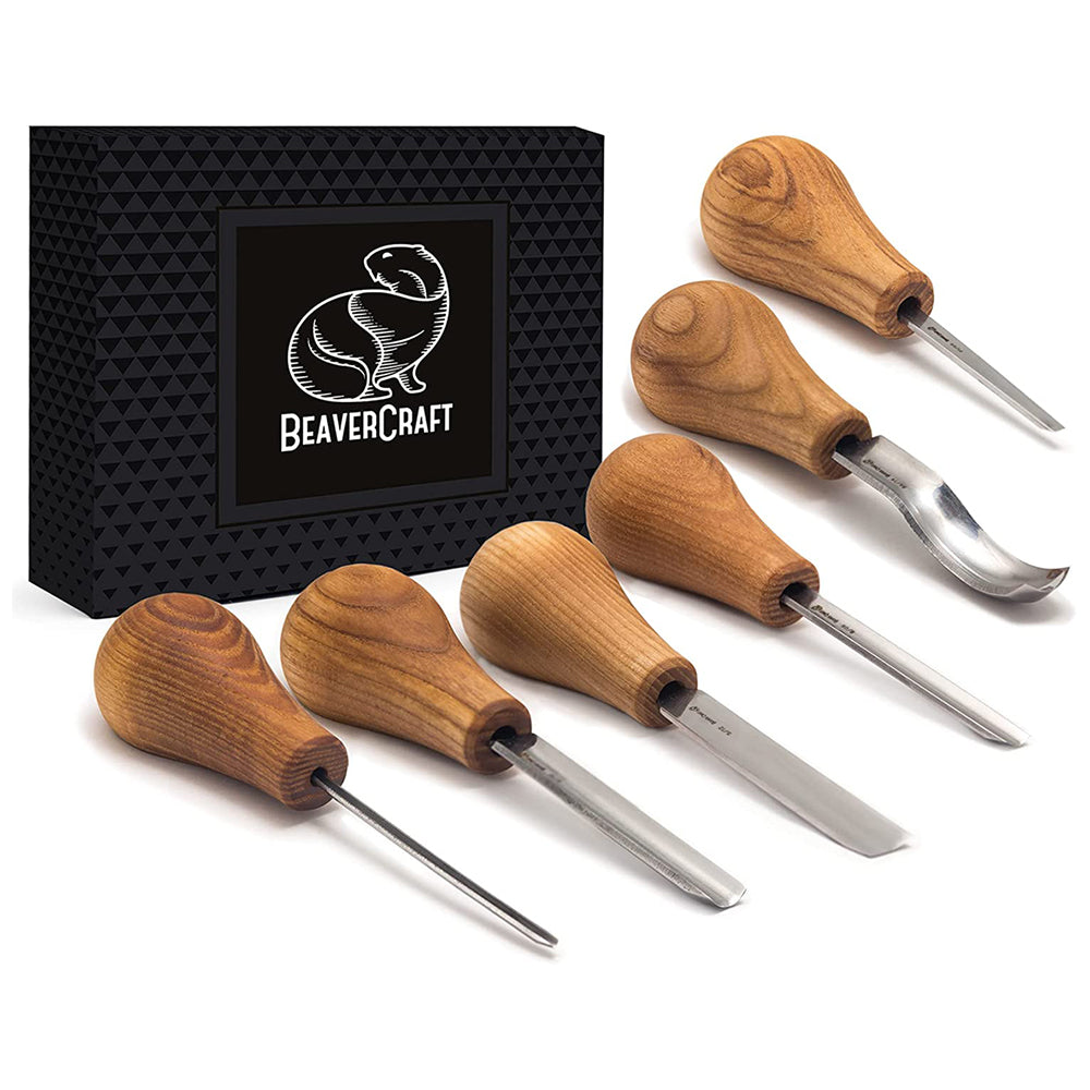 Beaver Craft SC05 Woodcarving Set With Palm Chisels