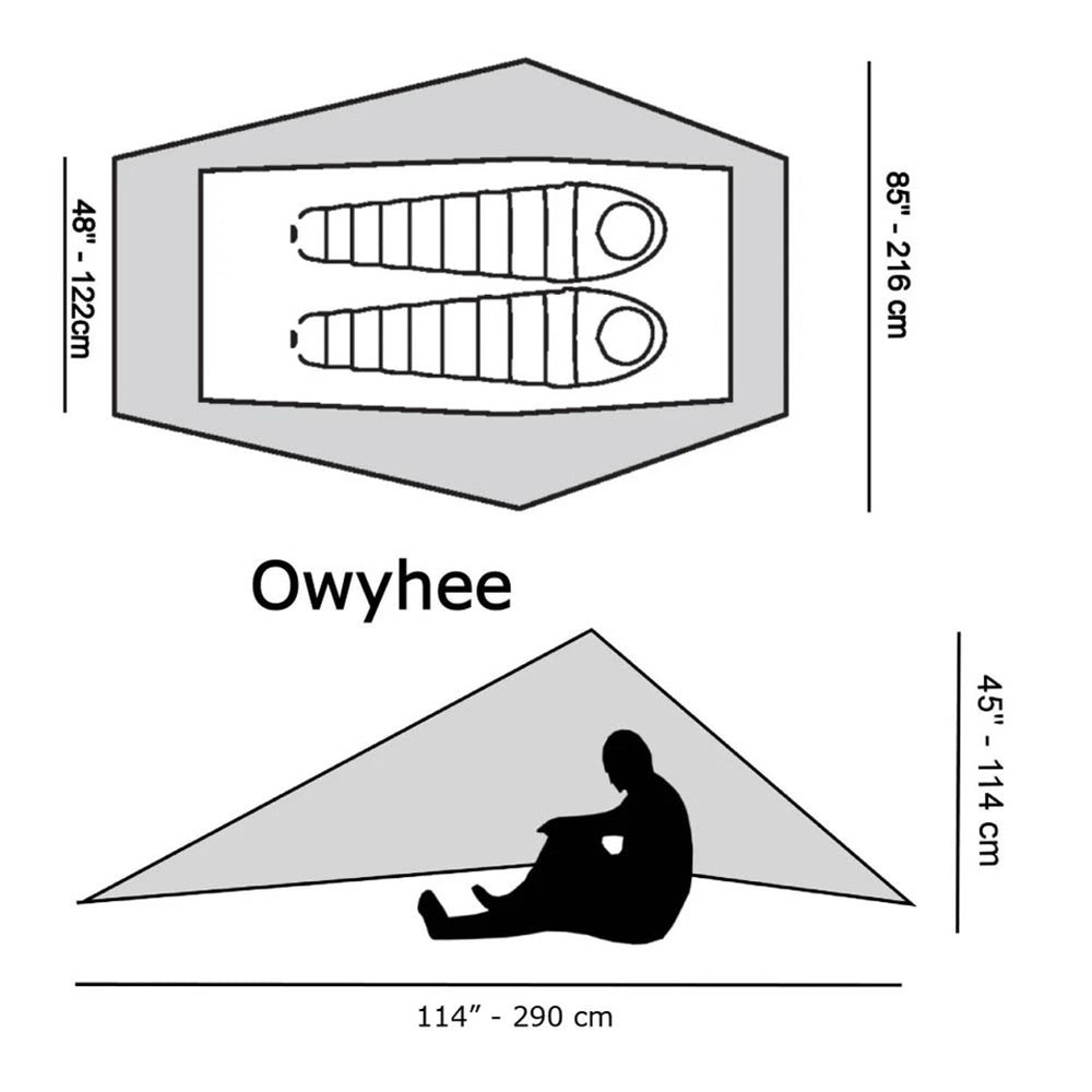 六月設計 Owyhee 防水布 927 克 2 人防水布庇護所防水布帳篷，帶網 六月設計 Owyhee 防水布