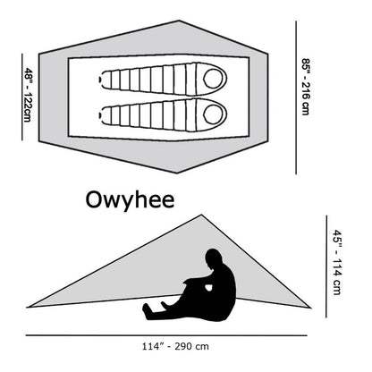 六月設計 Owyhee 防水布 927 克 2 人防水布庇護所防水布帳篷，帶網 六月設計 Owyhee 防水布