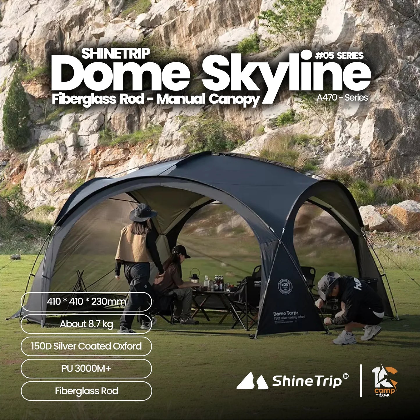 SHINE TRIP Outdoors（シャイン・トリップ アウトドアーズ／山趣）#05 Series Dome Skylight｜ドームスカイライン 本体（FG/AL 2カラー）＋専用オプション