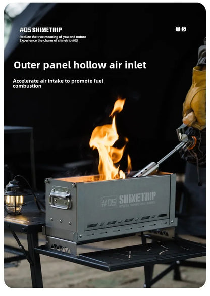 山趣（ShineTrip） #05シリーズ 二次燃焼ファーネス ステンレス製 コンパクト焚き火台