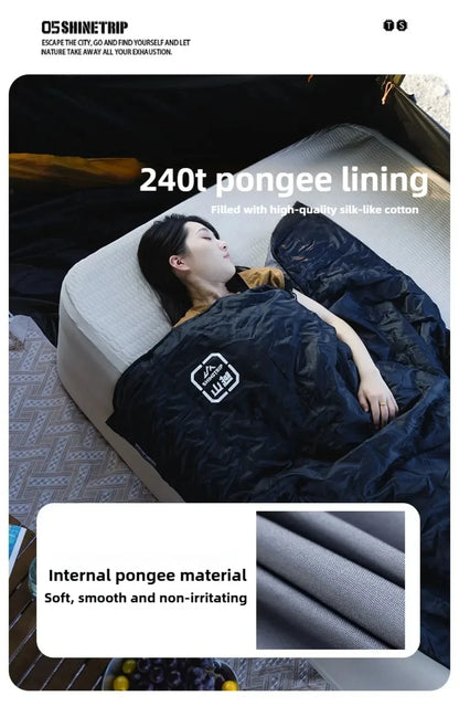 ShineTrip（山趣）#05 シリーズ エンベロープ スリーピングバッグ（G100/G150/G200・L/R・Black／Sand）