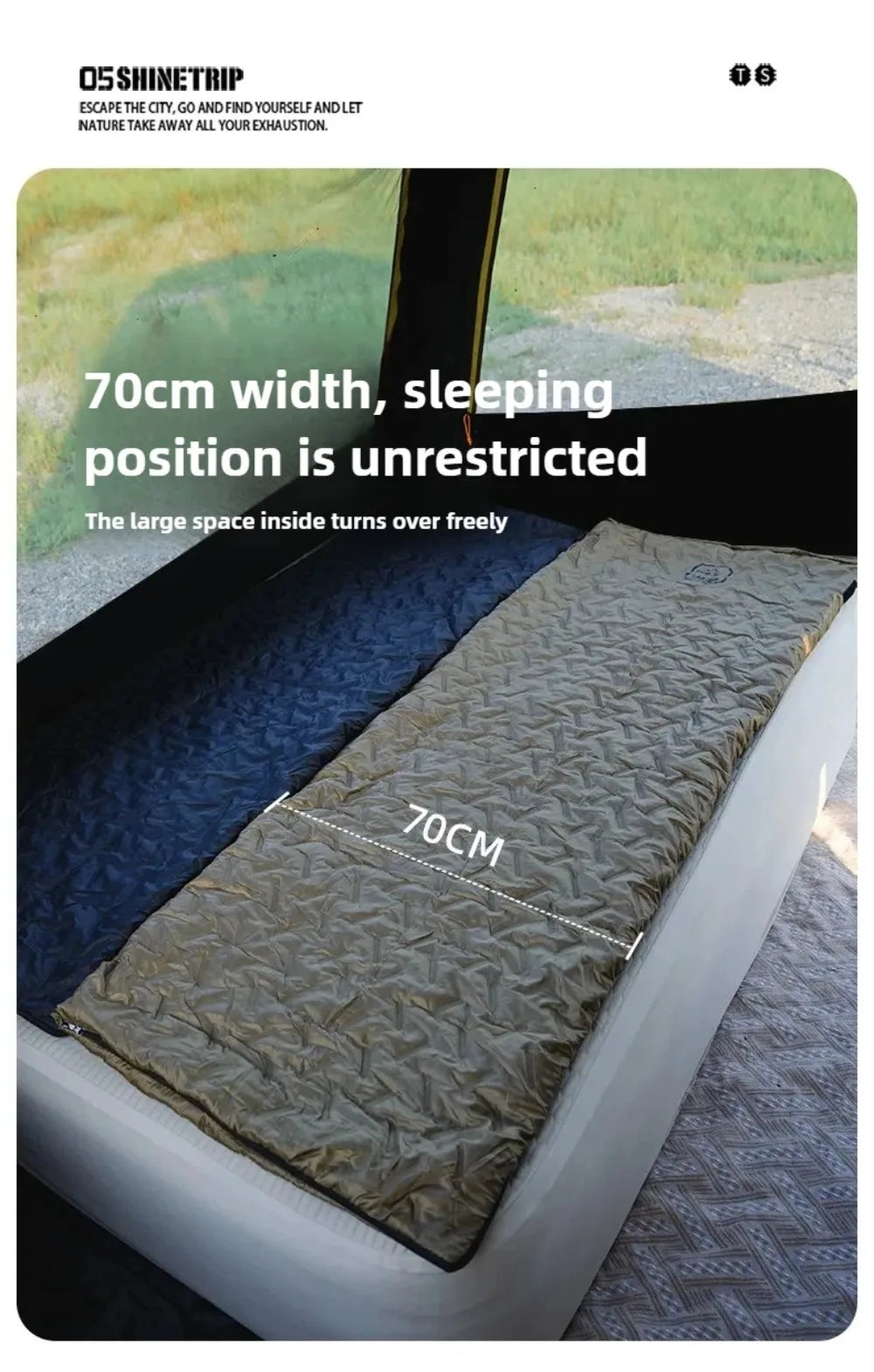 ShineTrip（山趣）#05 シリーズ エンベロープ スリーピングバッグ（G100/G150/G200・L/R・Black／Sand）