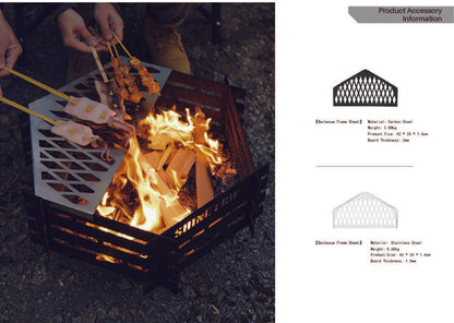 山趣（ShineTrip） 焚き火テーブル4点セット（本体＋ステンレスグリル＋火ばさみ55cm＋耐熱クロスM） ブラック