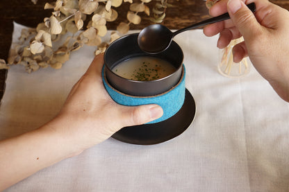 96【KURO】黒染めスリーブカップ｜280ml・保温保冷対応・フェルトスリーブ7色・食洗機対応・日本製