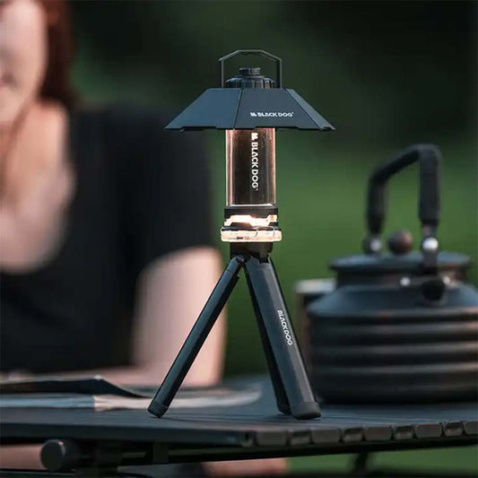 BLACKDOG FLASHLIGHT CAMPING LAMP Black Dog Flashlight Camping Light Compact LED Lantern Base Lantern Shade Tripod Full Set