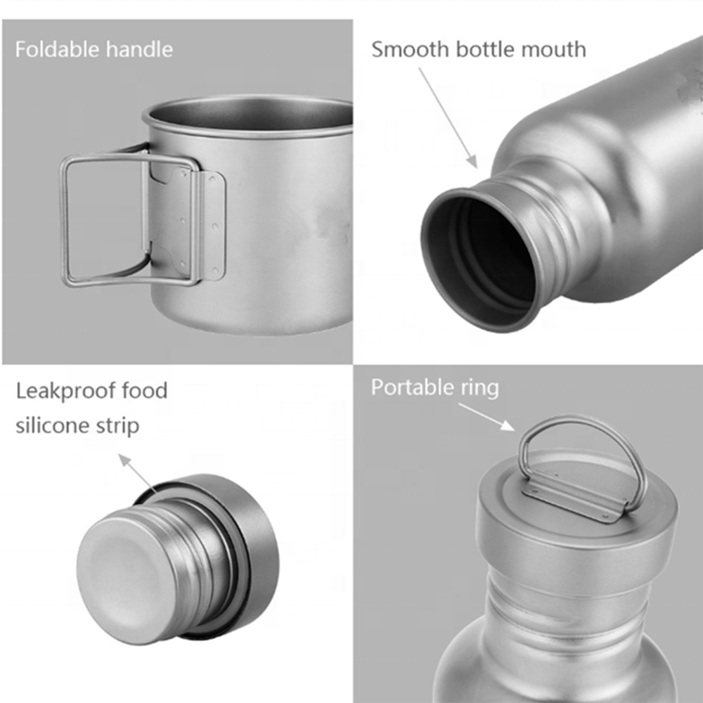 COYOTE CAMP GEAR TITANIUM BOTTLE CUP SET Coyote Camp Gear Titanium Bottle Cup Set Water Bottle 750ml Cup 300ml with Lid Cooker