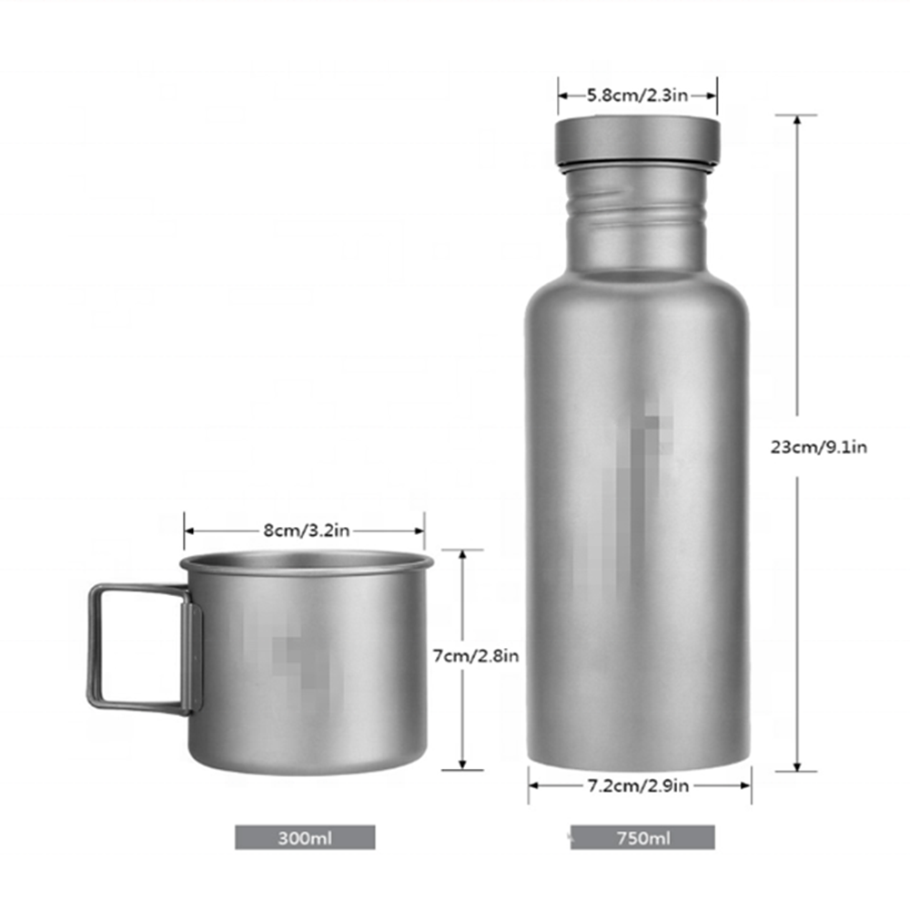 COYOTE CAMP GEAR TITANIUM BOTTLE CUP SET Coyote Camp Gear Titanium Bottle Cup Set Water Bottle 750ml Cup 300ml with Lid Cooker