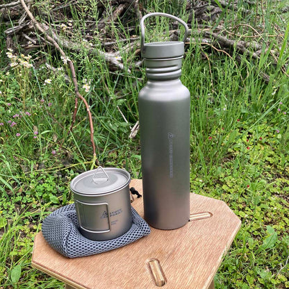 COYOTE CAMP GEAR TITANIUM BOTTLE CUP SET Coyote Camp Gear Titanium Bottle Cup Set Water Bottle 750ml Cup 300ml with Lid Cooker