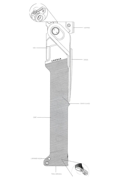 COMBAR コンバー 20年保証 アウトドア用スーパーツール マルチツール ハンマー 斧 シャベル ナイフ ノコギリ
