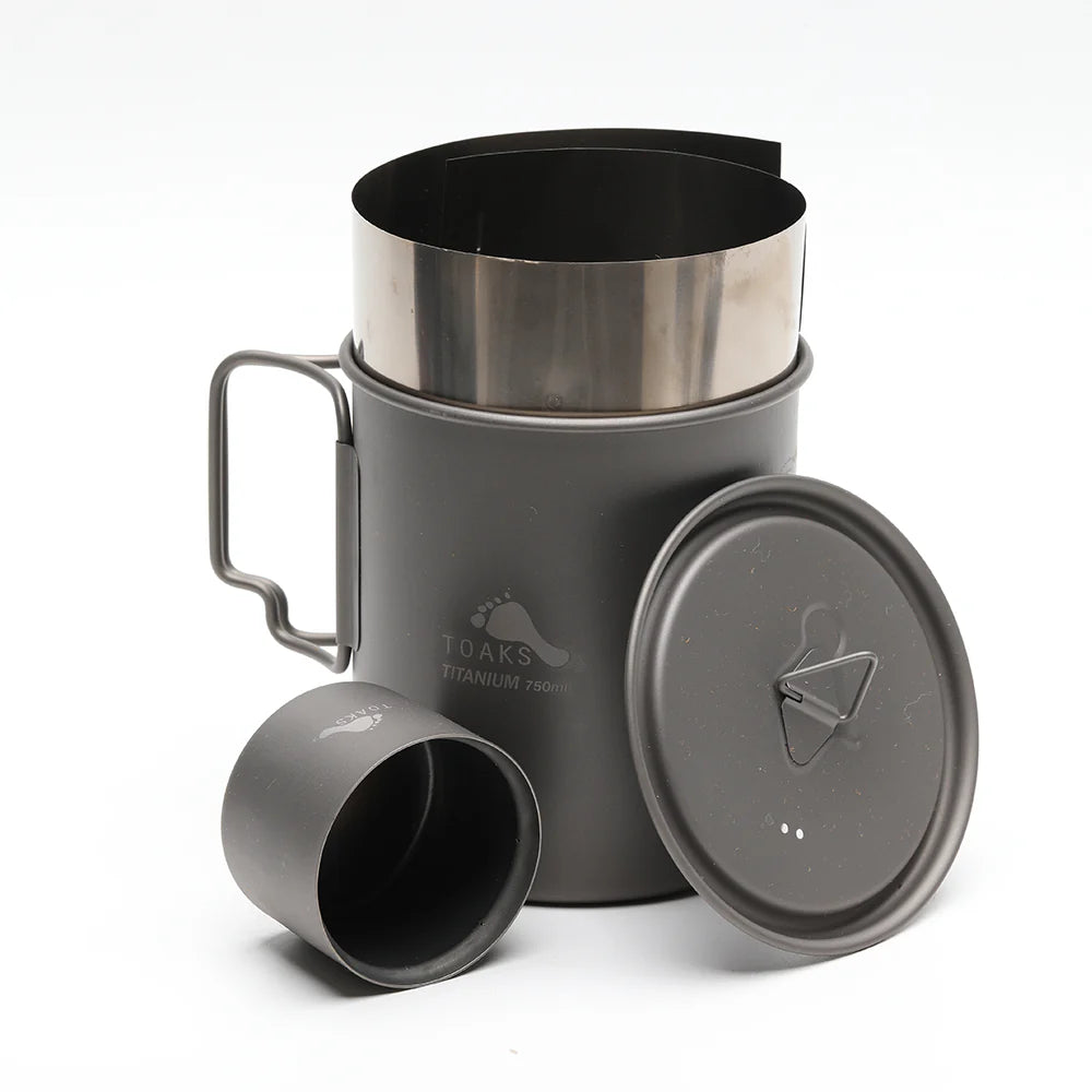 TOAKS（トークス） Windscreen Stand, Alcohol Stove and Pot-750 Combo チタン アルコールストーブ クックセット 750mlポット付き CS-13