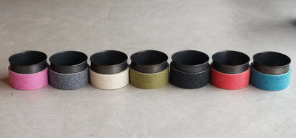 96【KURO】黒染めスリーブカップ｜280ml・保温保冷対応・フェルトスリーブ7色・食洗機対応・日本製