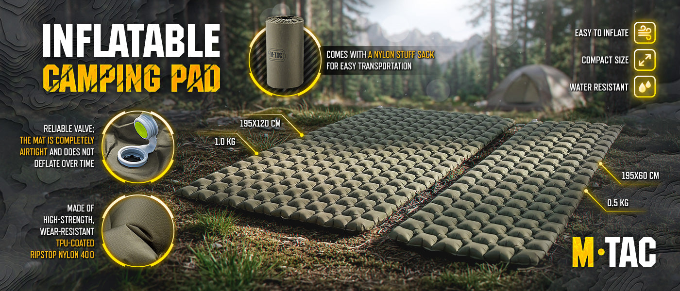 M-TAC（エムタック） M-TAC Inflatable Sleeping Pad ダブル エアーマット 195×120×5cm（60019001）オリーブ