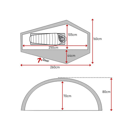 Evolite（エボライト）Summit Pro Tent Sun Fresh UPF80（サミットプロ テント）1人用 4シーズン トンネル型ドームテント