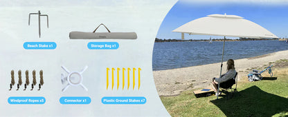 【KingCamp｜キングキャンプ】2-in-1 ビーチアンブレラ＆サンシェードキャノピー（ベージュ）