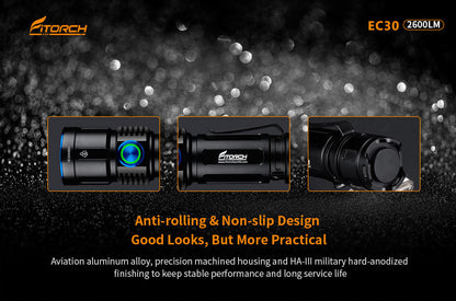 Fitorch EC30 USB TYPE-C RECHARGEABLE LED FLASHLIGHT Fitorch USB Type-C Rechargeable Flashlight LED Flashlight 2600 Lumens