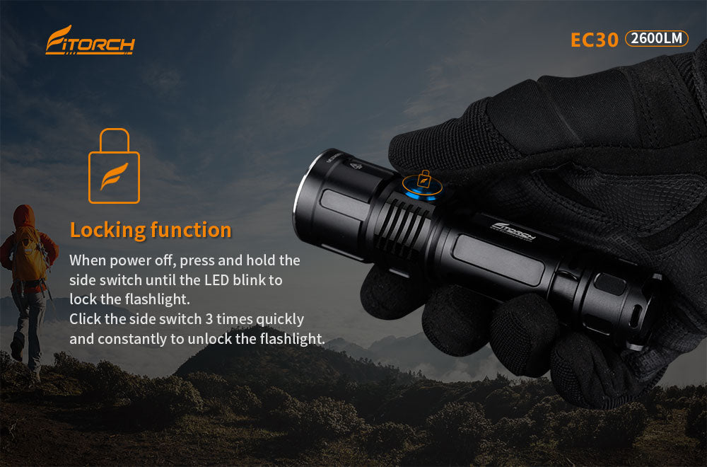 Fitorch EC30 USB TYPE-C RECHARGEABLE LED FLASHLIGHT Fitorch USB Type-C Rechargeable Flashlight LED Flashlight 2600 Lumens