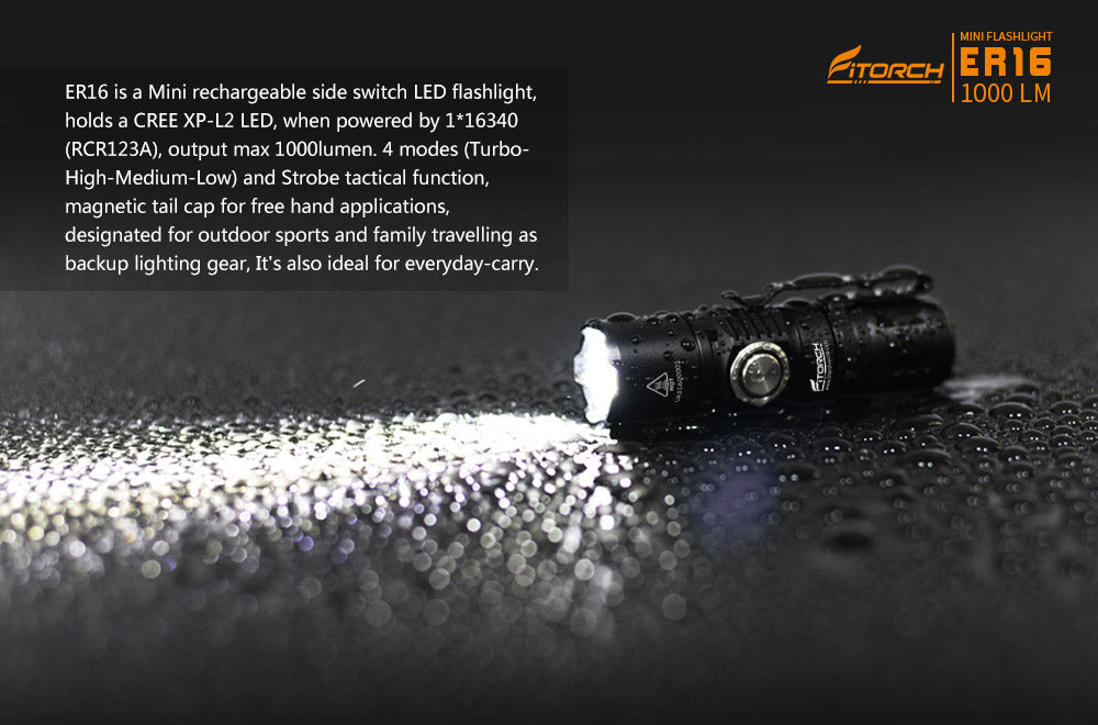 Fitorch ER16 Mini rechargeable side switch LED flashlight Fitorch Mini LED flashlight Rechargeable LED flashlight 1000 lumens