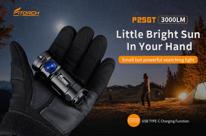 Fitorch P25GT rechargeable super-bright LED flashlight, 3000 lumens