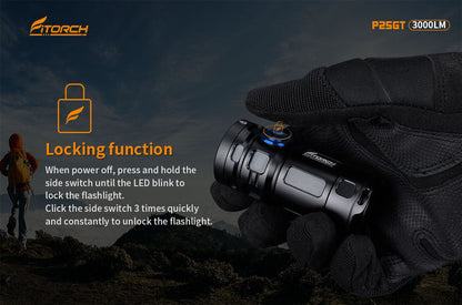 Fitorch P25GT rechargeable super-bright LED flashlight, 3000 lumens