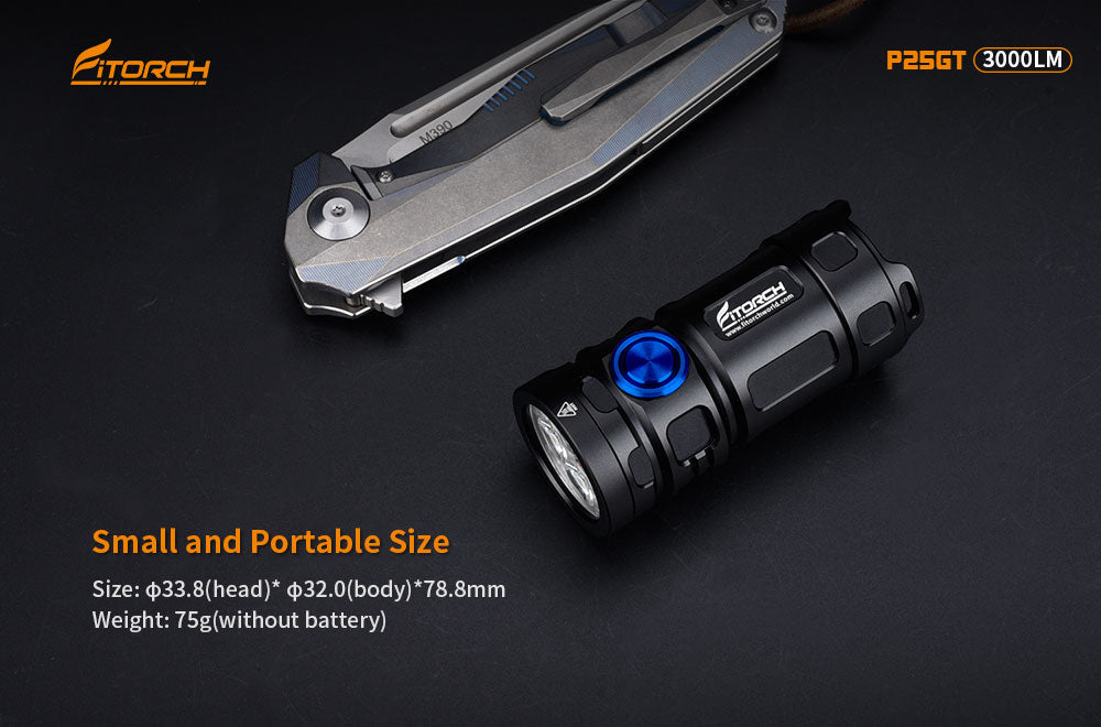 Fitorch P25GT rechargeable super-bright LED flashlight, 3000 lumens