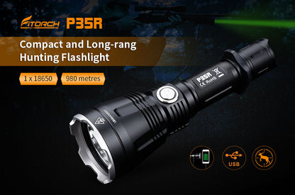 Fitorch P35R COMPACT LONG-RANGE RECHARGEABLE FLASHLIGHT Fitorch Compact Long Range LED Flashlight Rechargeable Flashlight 1200 Lumens